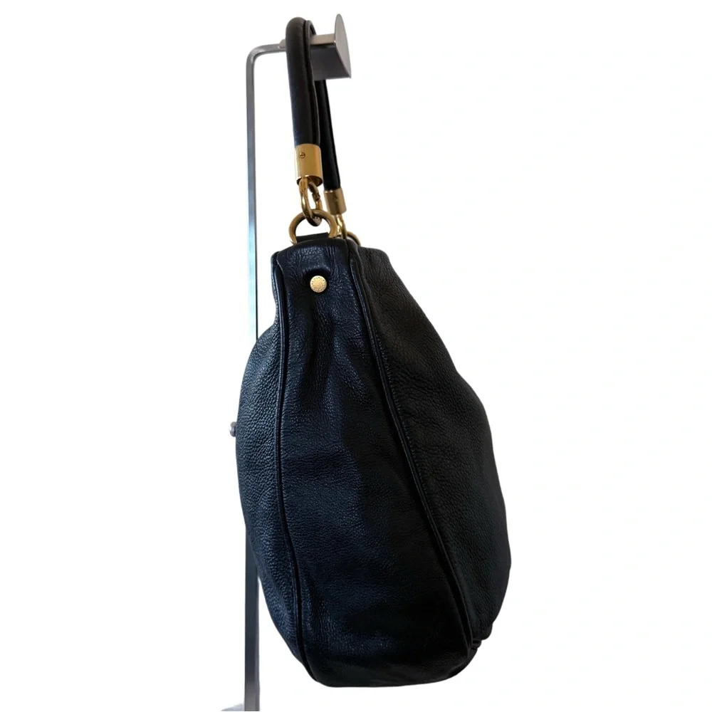 Marc by Marc Jacobs Black Pebbled Leather Hobo Bag Gold Hardware Shoulder Purse